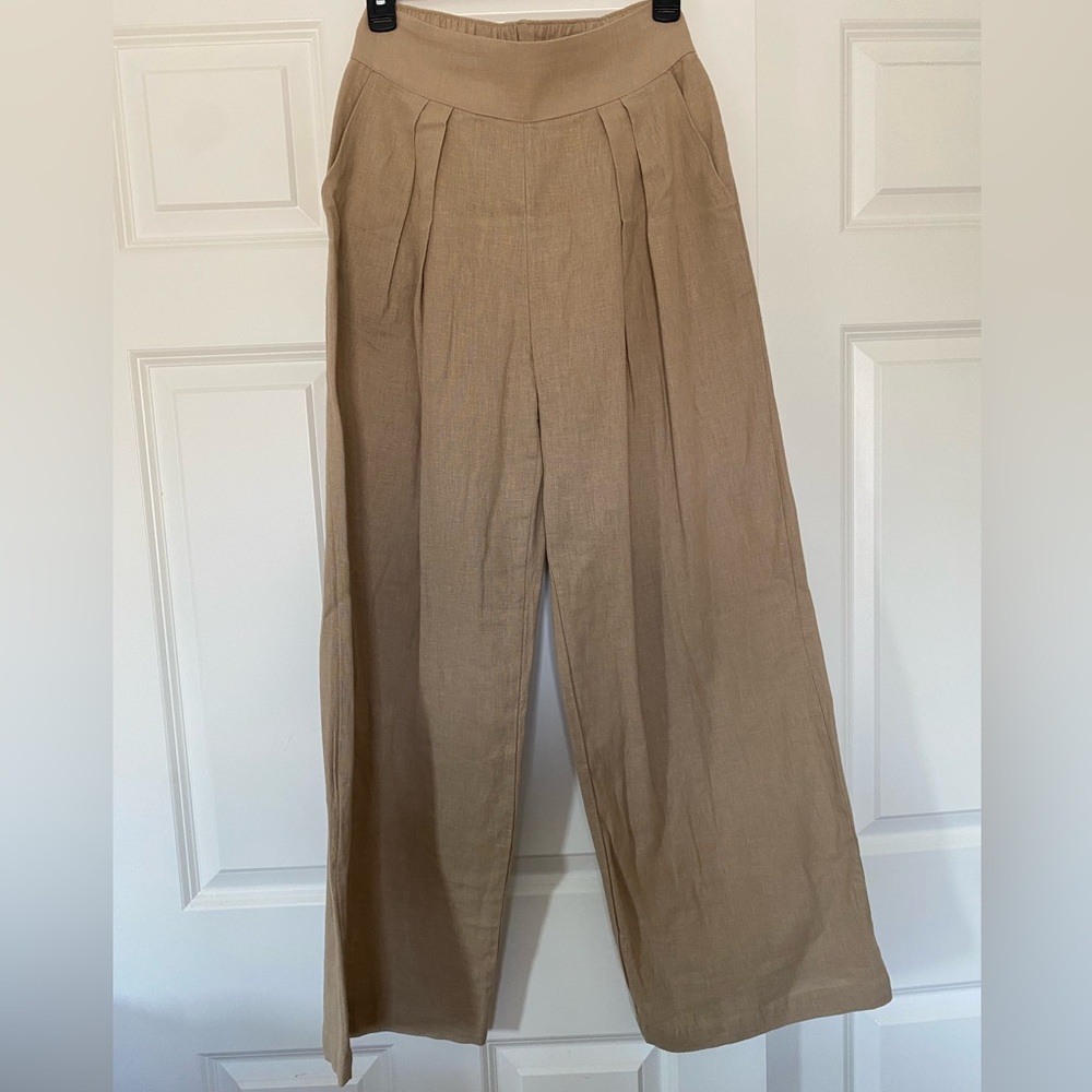 Abercrombie & Fitch Linen-Blend Ultra Wide Leg Pants